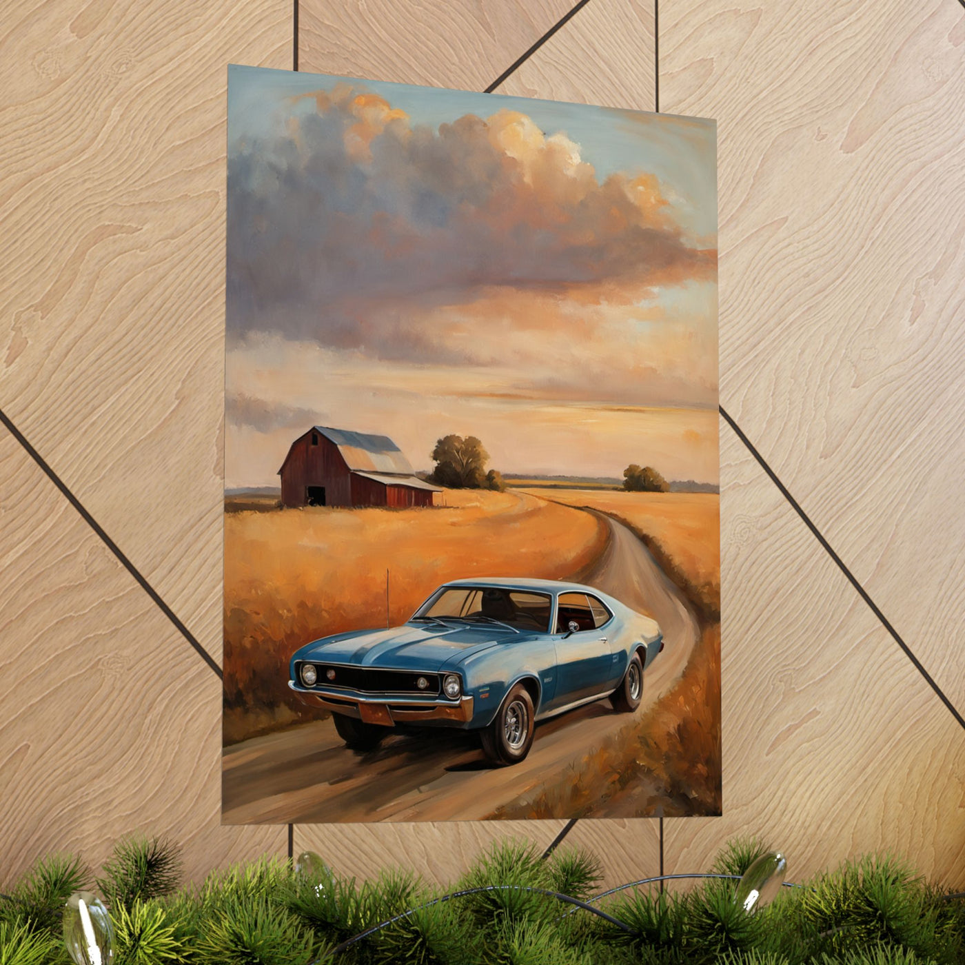 Vintage Car Landscape Poster Art | AJ68 Collection Printify