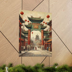 Chinese Street Archway Matte Poster — Vintage Pagoda Lantern Travel Art - AquilVision