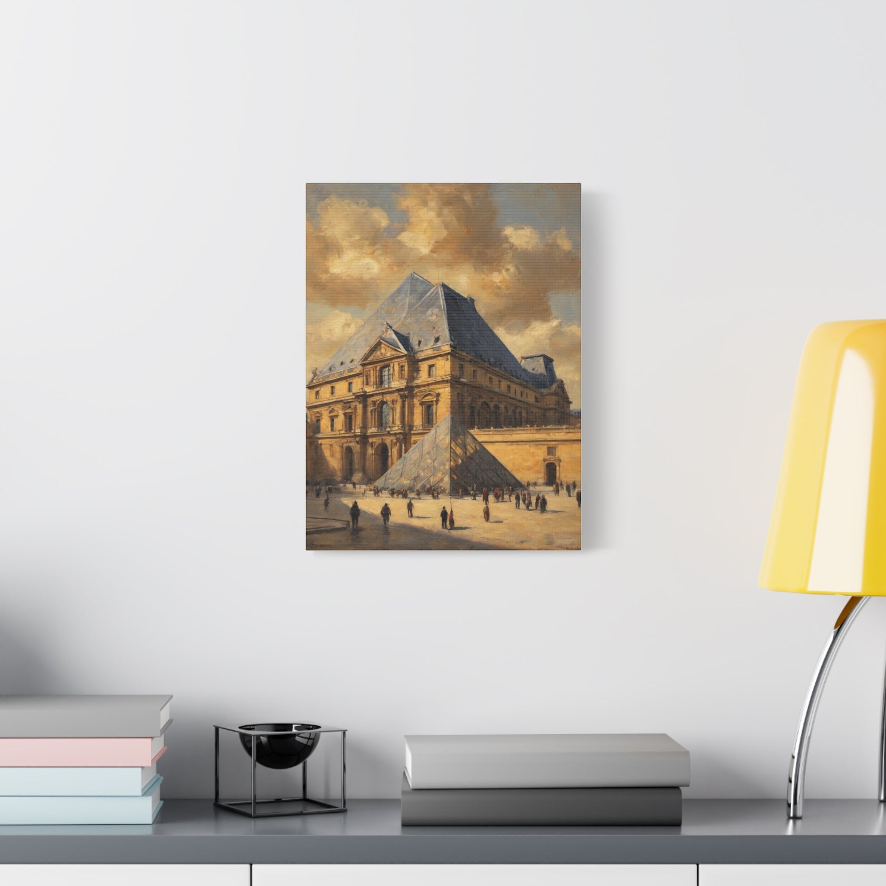 Louvre Pyramid Matte Stretched Canvas Print — Vintage Paris Architecture Wall Art - AquilVision