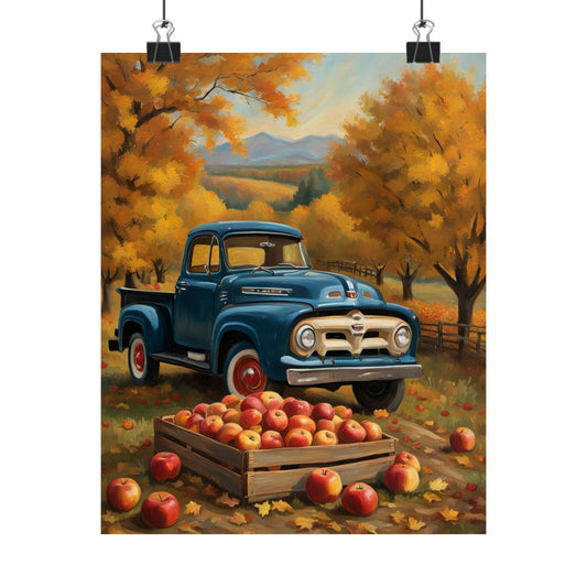 Rustic Autumn Poster, Vintage Truck Wall Art, Cozy Home Decor, Seasonal Decor, Farmhouse Style