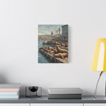 Sea Lions on Pier Matte Canvas Print — Nautical Coastal Wall Art - AquilVision