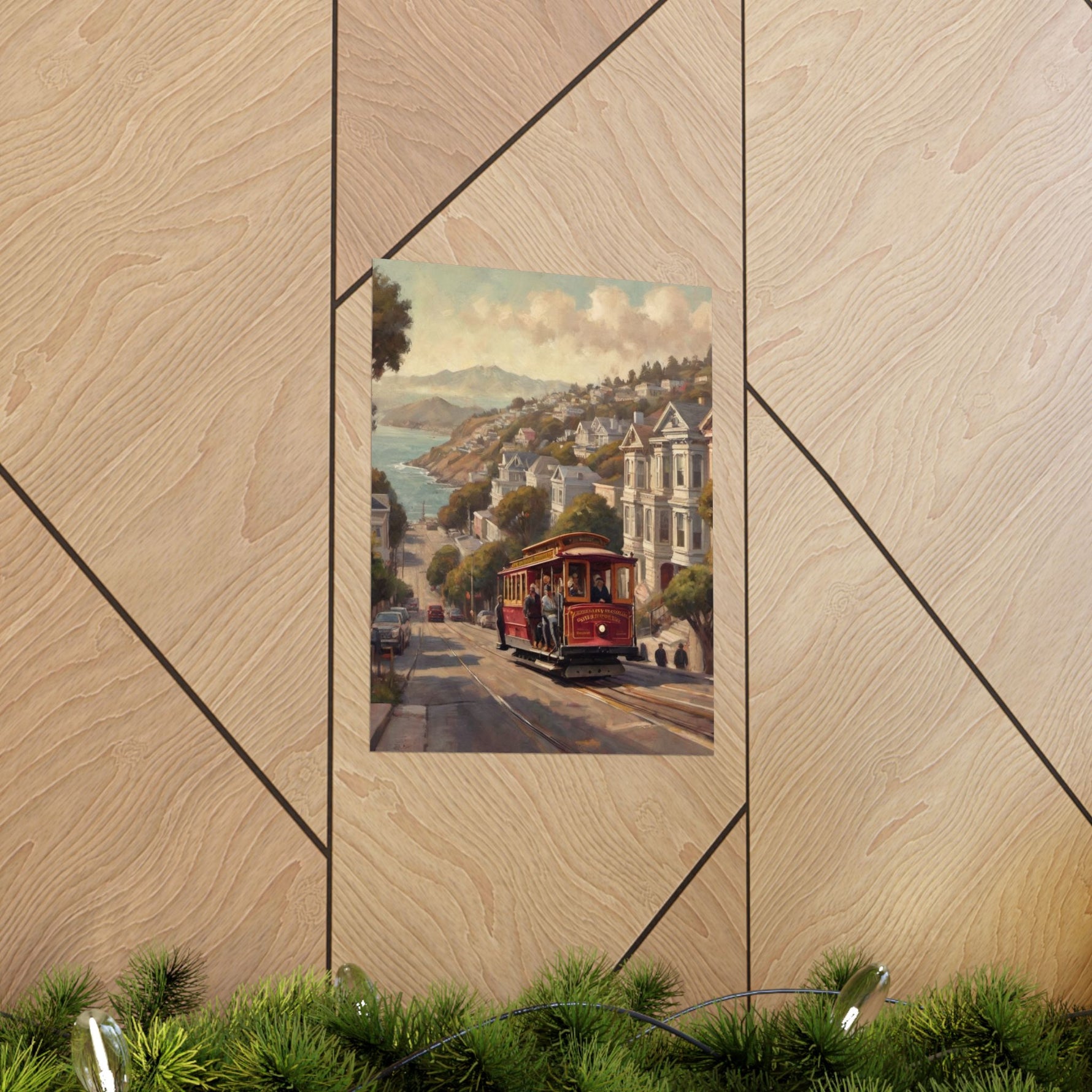 San Francisco Cable Car Poster — Vintage Coastal Cityscape Matte Vertical Print - AquilVision