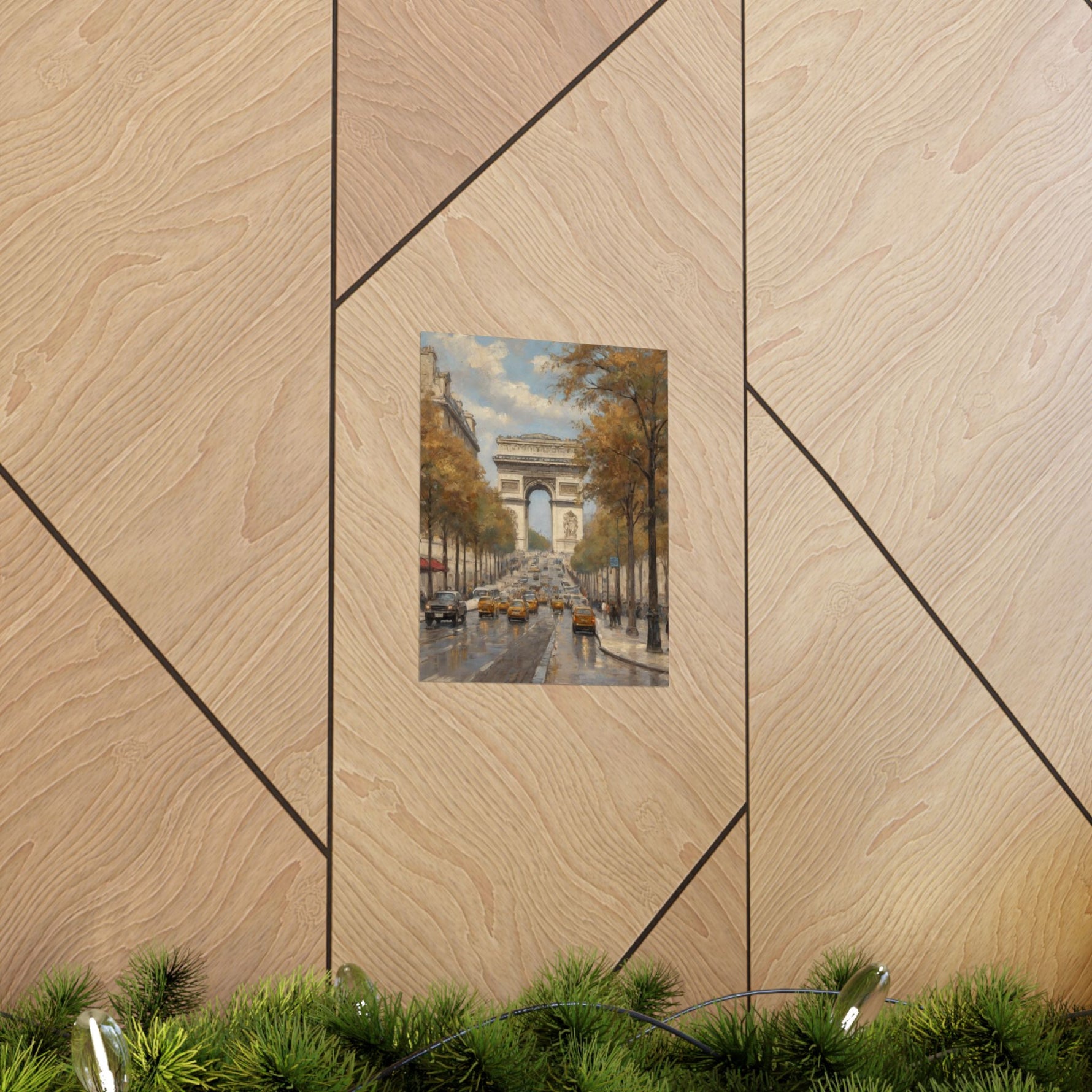 Paris Arc de Triomphe Poster — Autumn Boulevard Matte Vertical Art Print - AquilVision