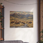 Bison Prairie Yellowstone Matte Poster — Horizontal Wildlife Wall Art - AquilVision