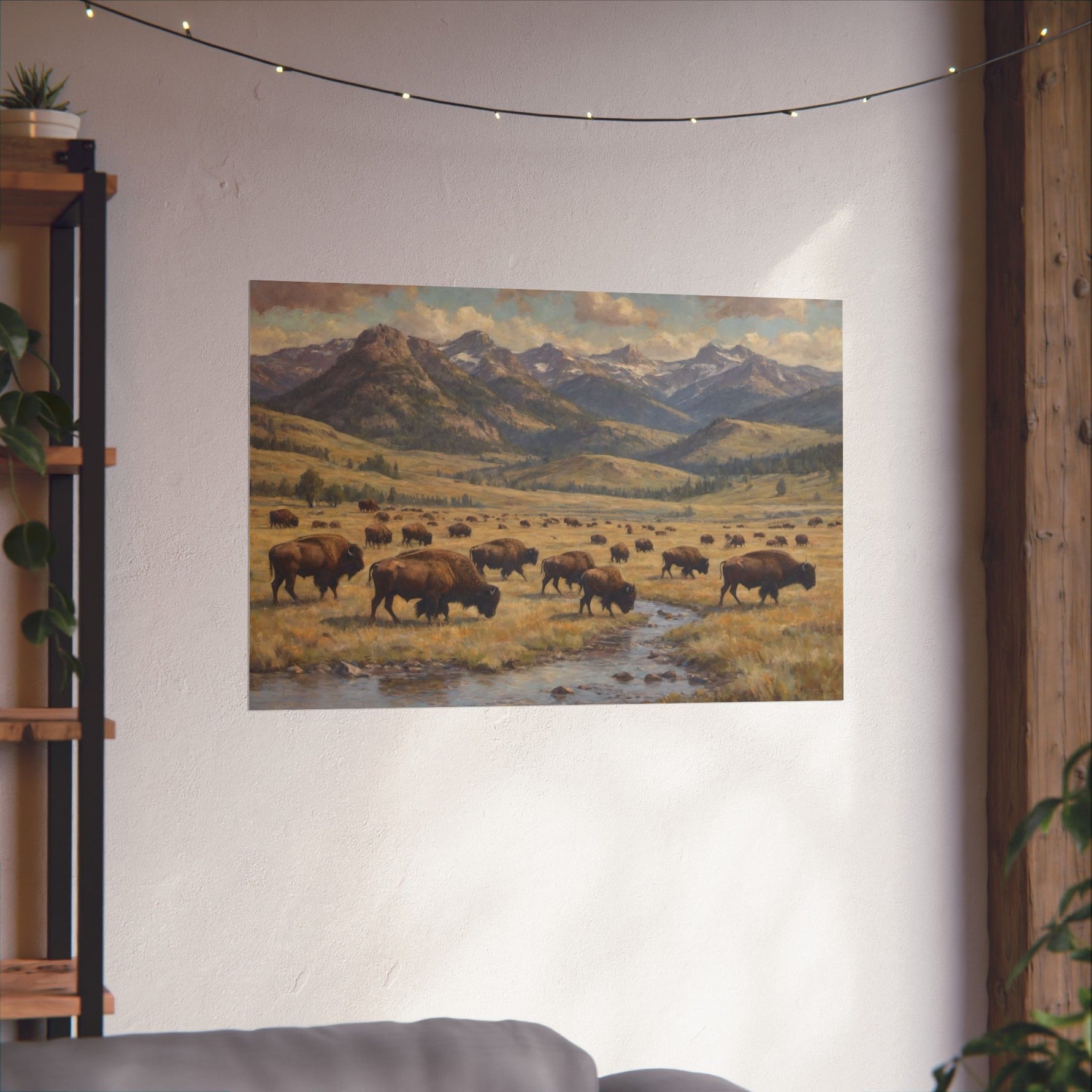 Bison Prairie Yellowstone Matte Poster — Horizontal Wildlife Wall Art - AquilVision