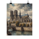 Notre Dame Seine River Matte Poster — Vintage Paris Architecture Wall Art - AquilVision