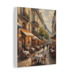 Paris Café Street Scene Matte Canvas Wall Art — Stretched 1.25" - AquilVision