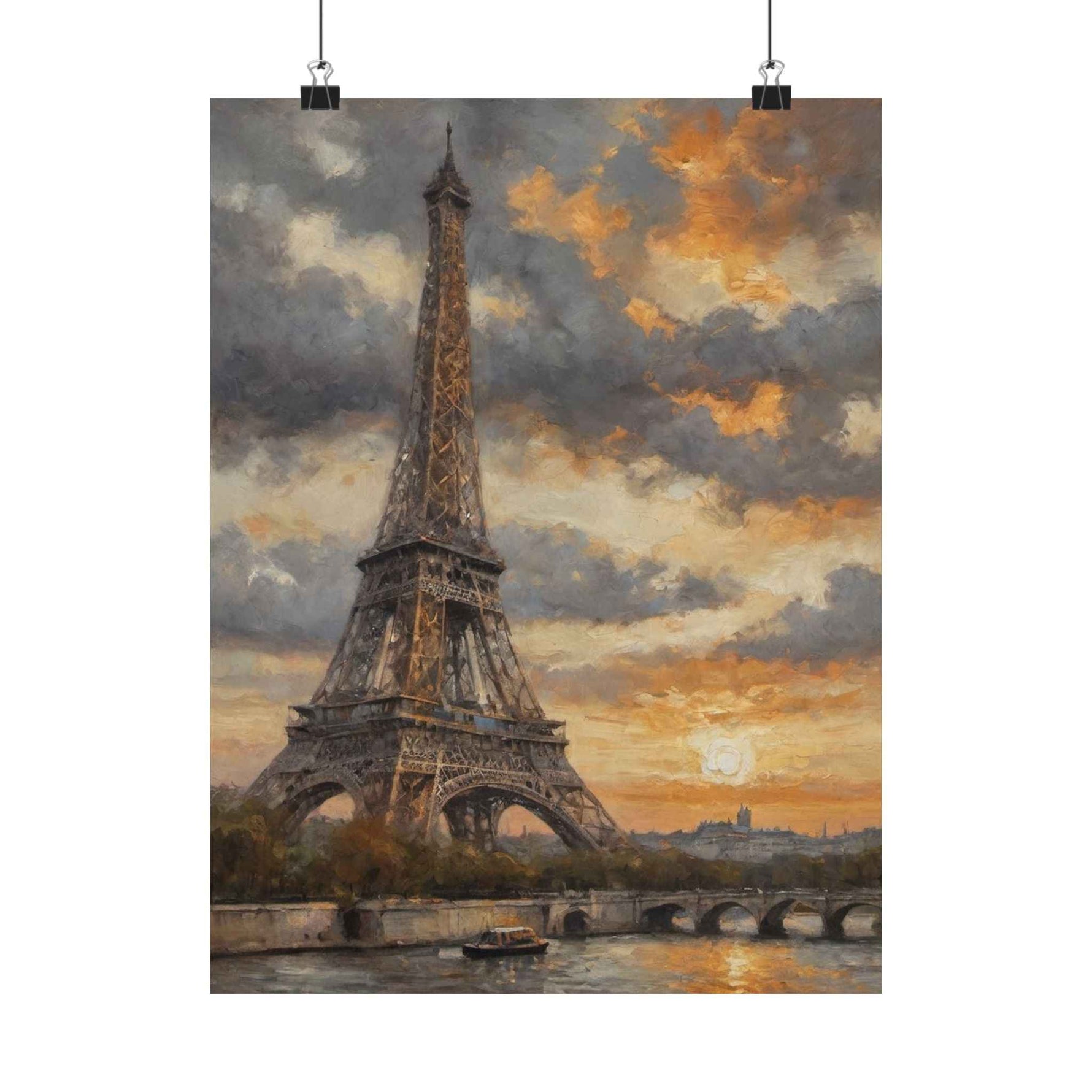Eiffel Tower Sunset Matte Poster — Vintage Paris Wall Art - AquilVision