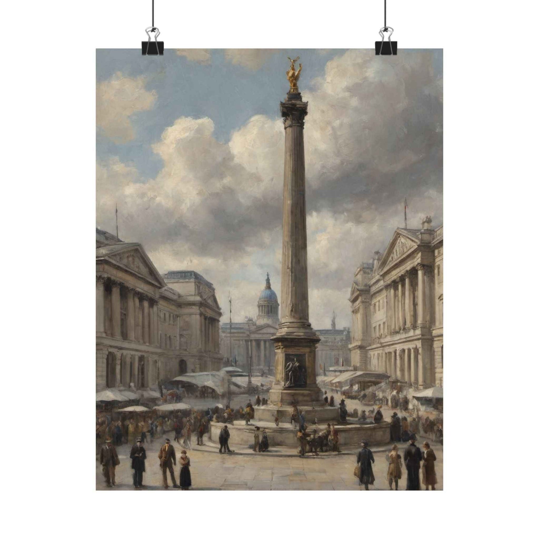 Trafalgar Square Vintage Cityscape Poster — Matte Vertical Art Print