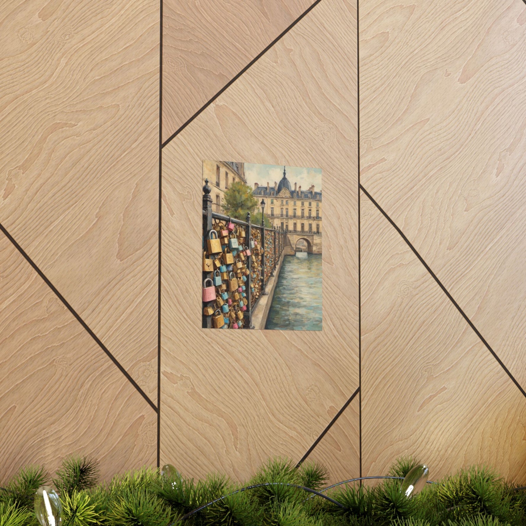 Paris Love Locks Matte Vertical Poster — Romantic Cityscape Wall Art - AquilVision