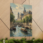 Paris Riverboat Matte Poster — Vintage European Cityscape Wall Art - AquilVision