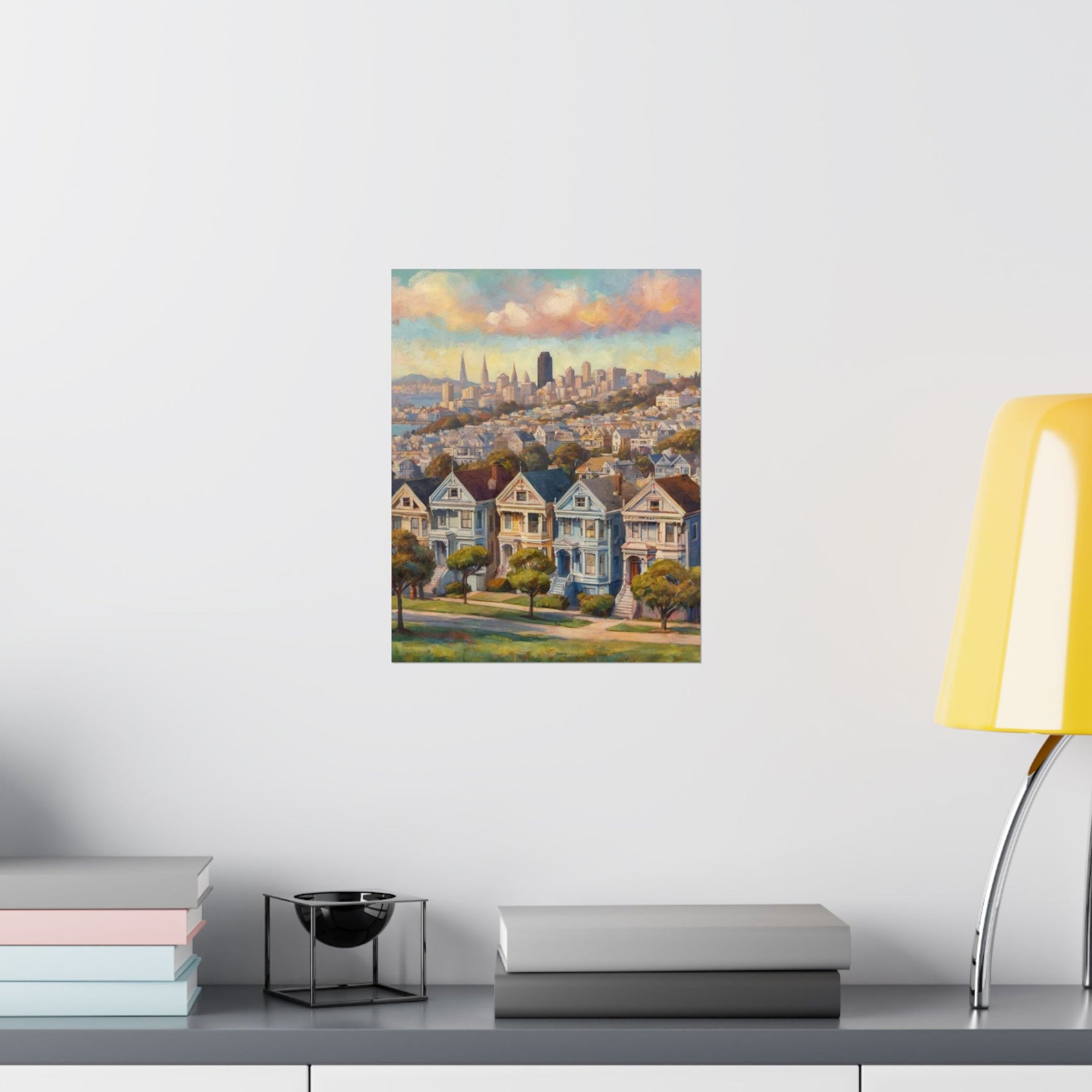 San Francisco Painted Row Houses Matte Poster — Vintage Cityscape Wall Art - AquilVision