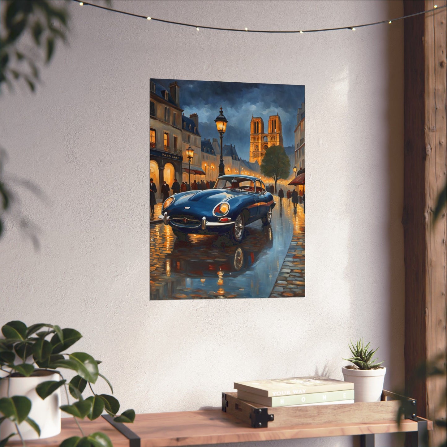 Vintage Car Poster, Paris Night Scene Art, Wall Decor, Classic Automobile Print, Gift for Car Lovers, Home Decoration - AquilVision