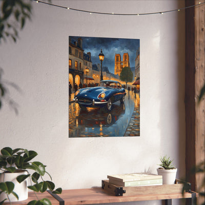 Vintage Car Poster, Paris Night Scene Art, Wall Decor, Classic Automobile Print, Gift for Car Lovers, Home Decoration - AquilVision