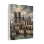 Notre Dame Riverbank Matte Canvas Wall Art — Classic Parisian Cathedral Print - AquilVision