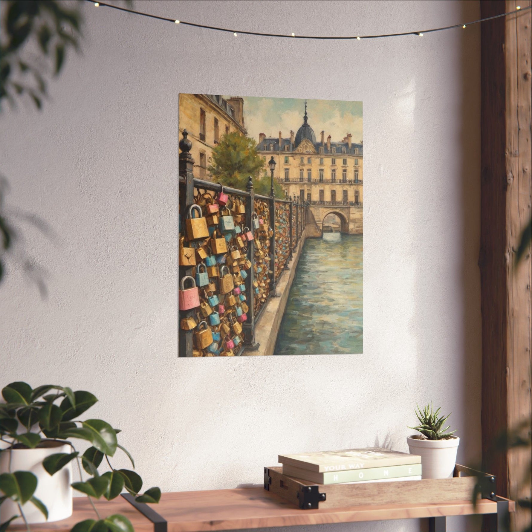 Paris Love Locks Matte Vertical Poster — Romantic Cityscape Wall Art - AquilVision