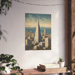 Vintage Cityscape Poster — Transamerica Pyramid Matte Vertical Print - AquilVision