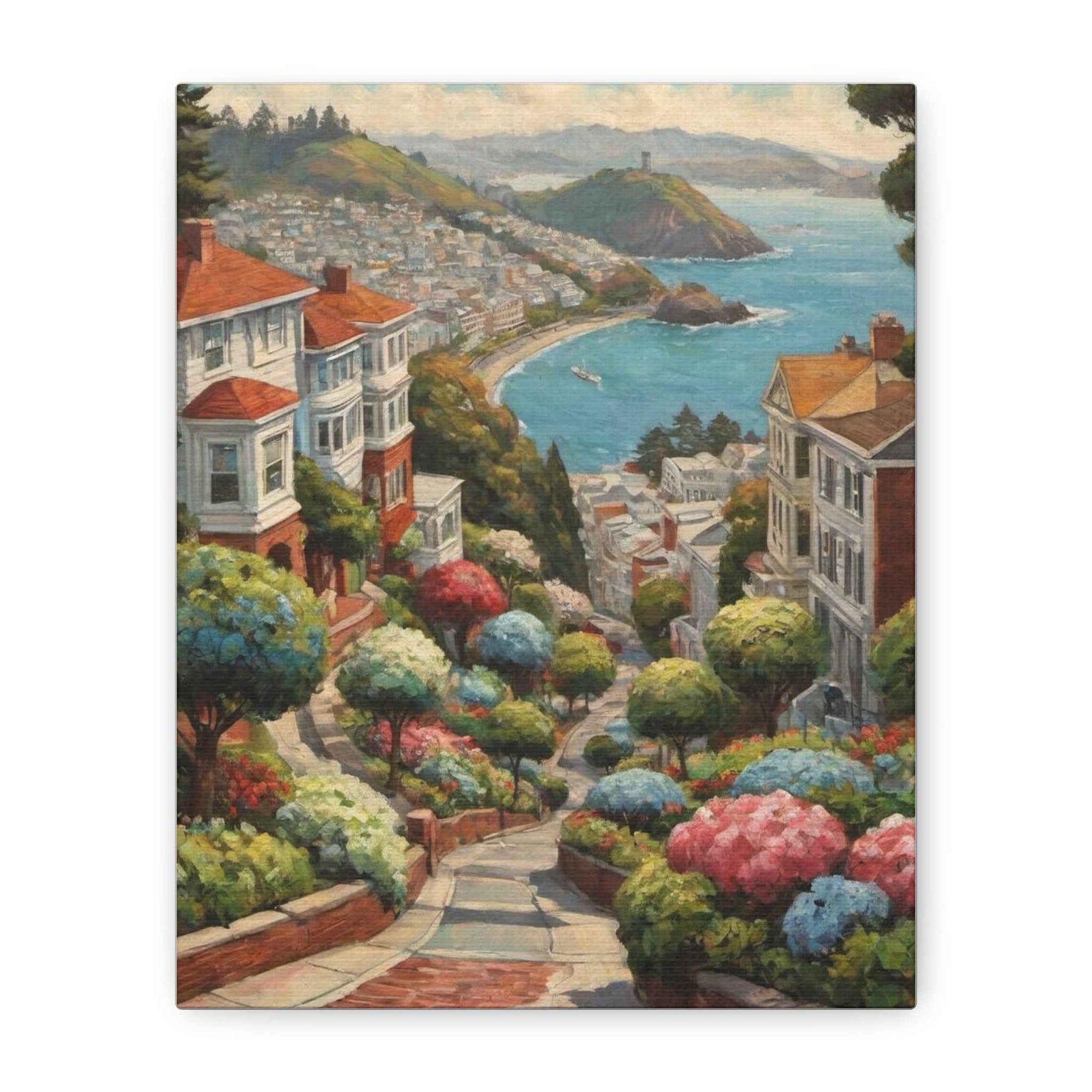 Coastal Garden Street Canvas Print — Stretched Matte Wall Art - AquilVision