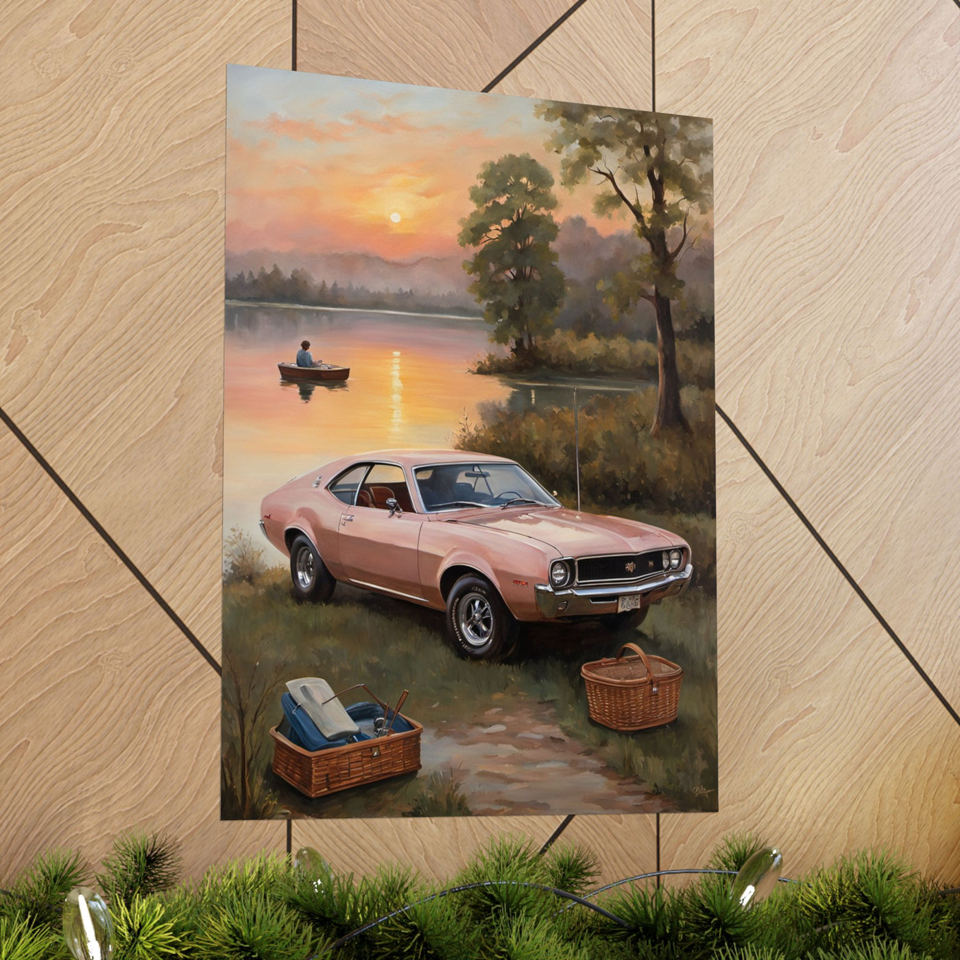 Vintage Car Sunset Matte Vertical Poster | AJ68 Collection Printify