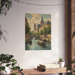 Paris Riverboat Matte Poster — Vintage European Cityscape Wall Art - AquilVision