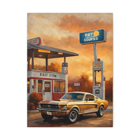 Vintage Car Art Print, Matte Canvas Wall Decor, Retro Automobile Artwork, Classic Car Gift for Him, Car Enthusiast Wall Art
