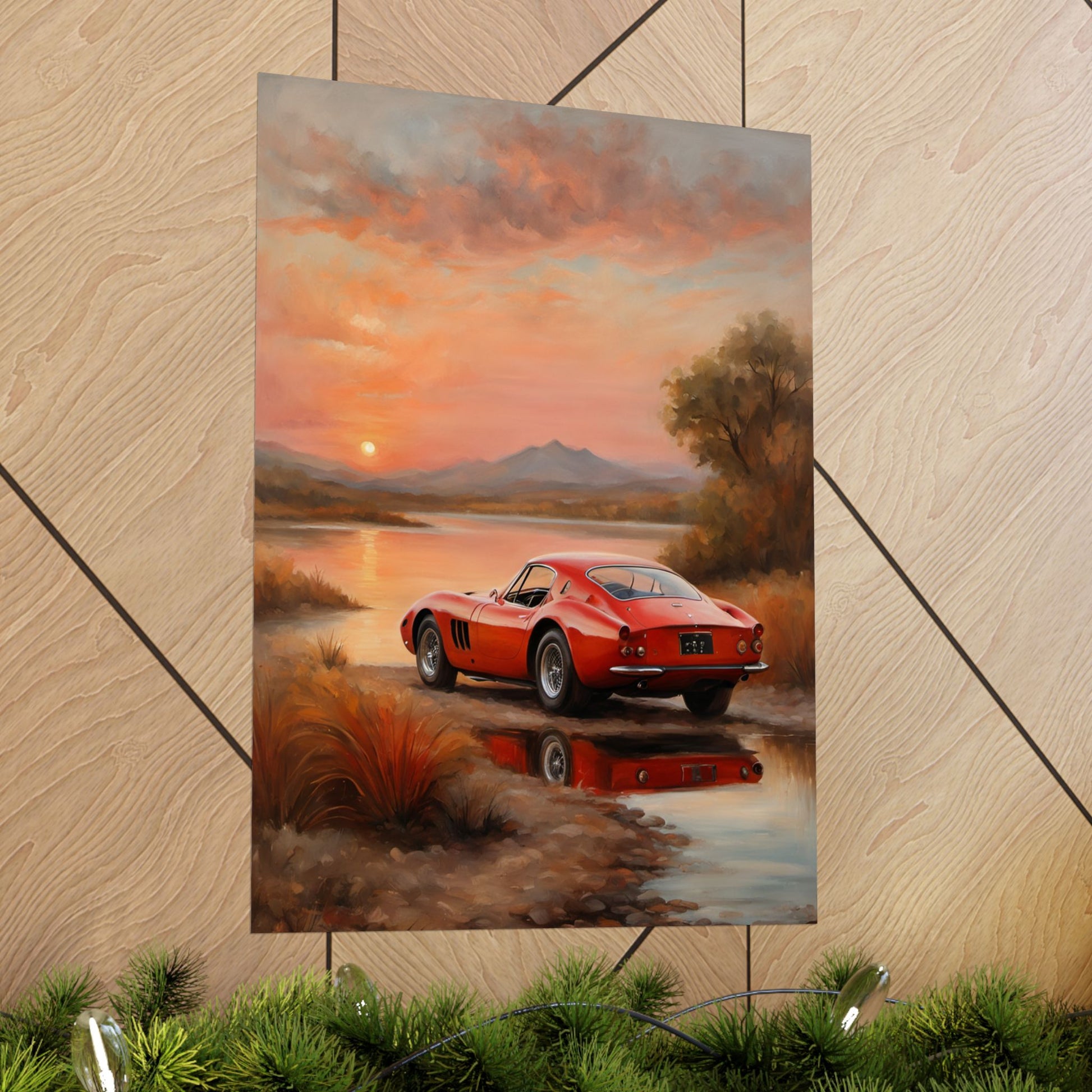 Scenic Car Wall Art, Vintage Car Poster, Automotive Decor, Nature Artwork, Gift for Him, Room Aesthetic, Classic Car Print Printify