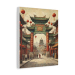 Chinese Street Gate Canvas Print — Vintage Asian Architecture Wall Art, Red Lanterns - AquilVision