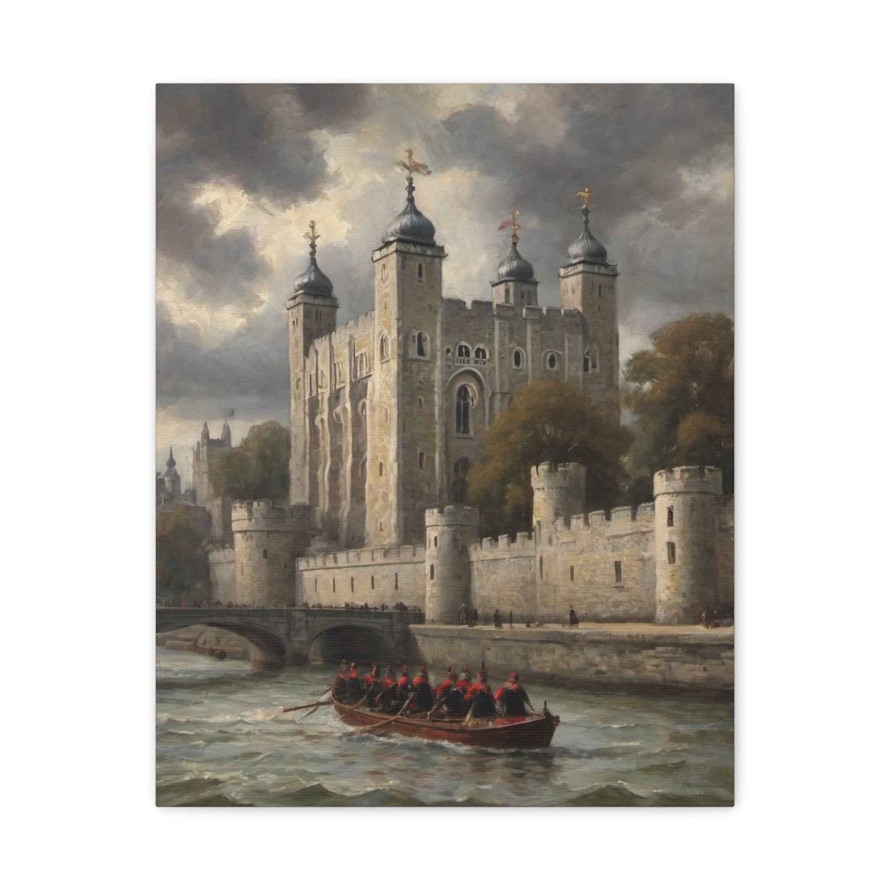 Historic Castle Matte Canvas Wall Art — Tower of London River Scene