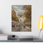 Paris Arc de Triomphe Poster — Autumn Boulevard Matte Vertical Art Print - AquilVision