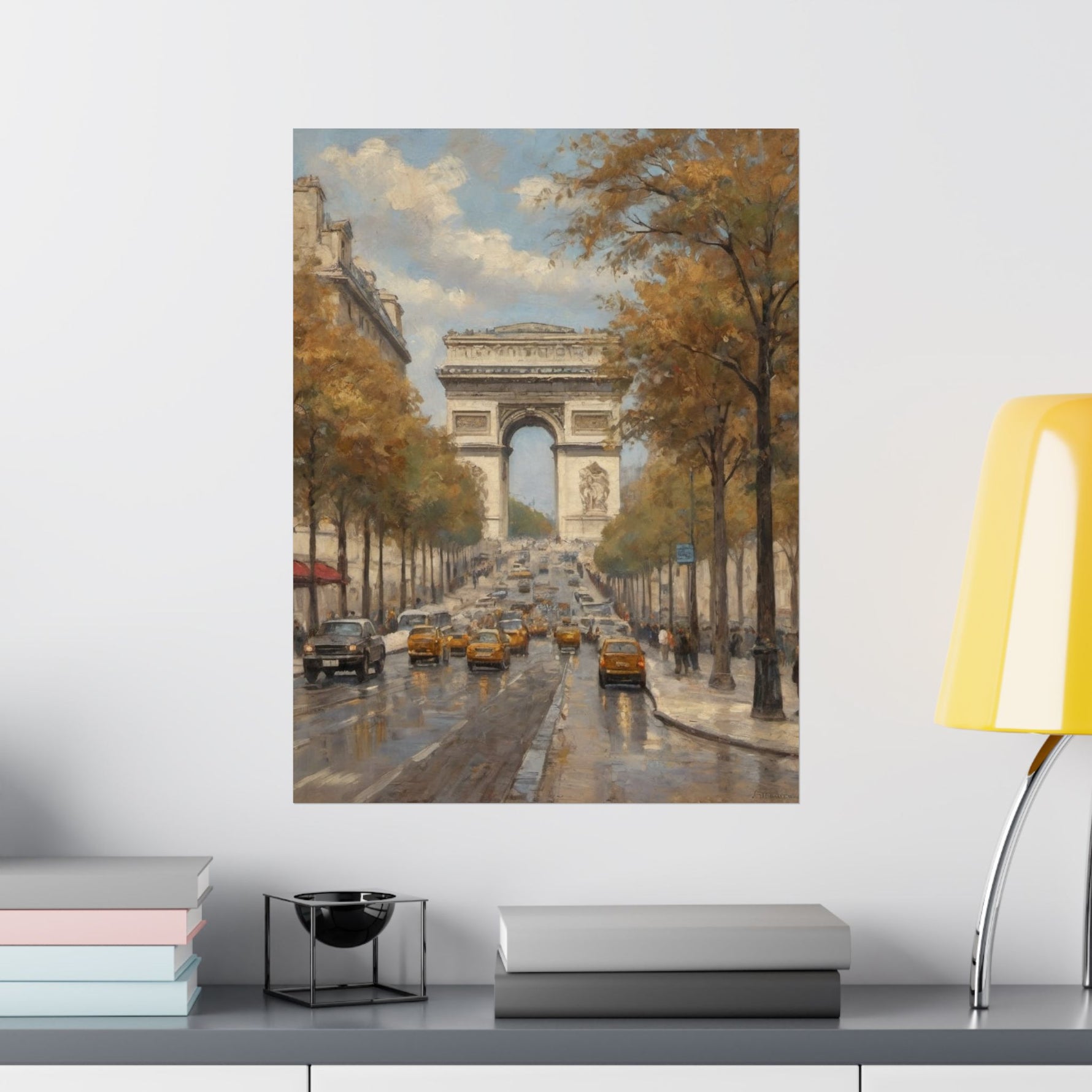 Paris Arc de Triomphe Poster — Autumn Boulevard Matte Vertical Art Print - AquilVision