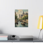 Paris Riverboat Matte Poster — Vintage European Cityscape Wall Art - AquilVision