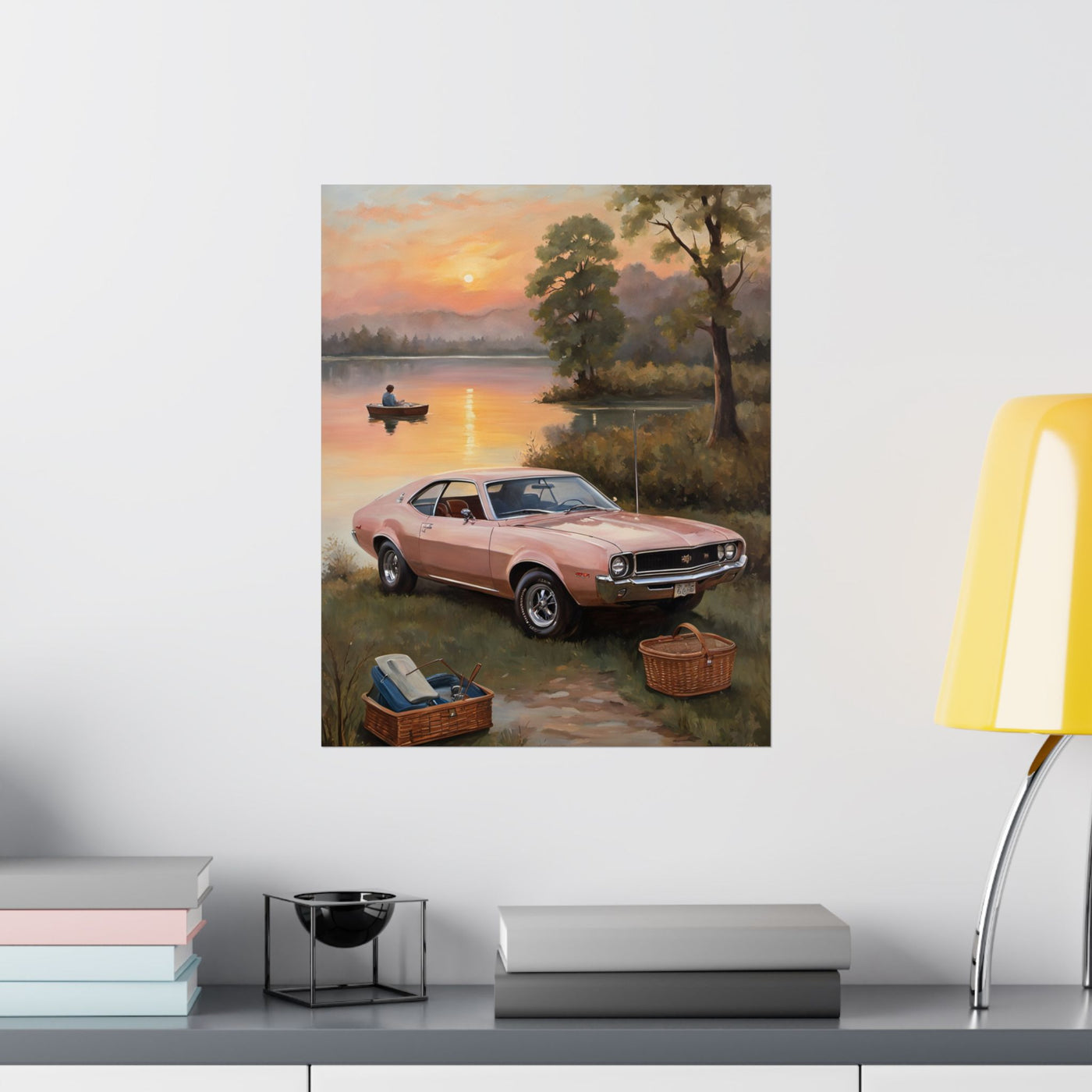 Vintage Car Sunset Matte Vertical Poster | AJ68 Collection Printify