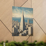 Vintage Cityscape Poster — Transamerica Pyramid Matte Vertical Print - AquilVision