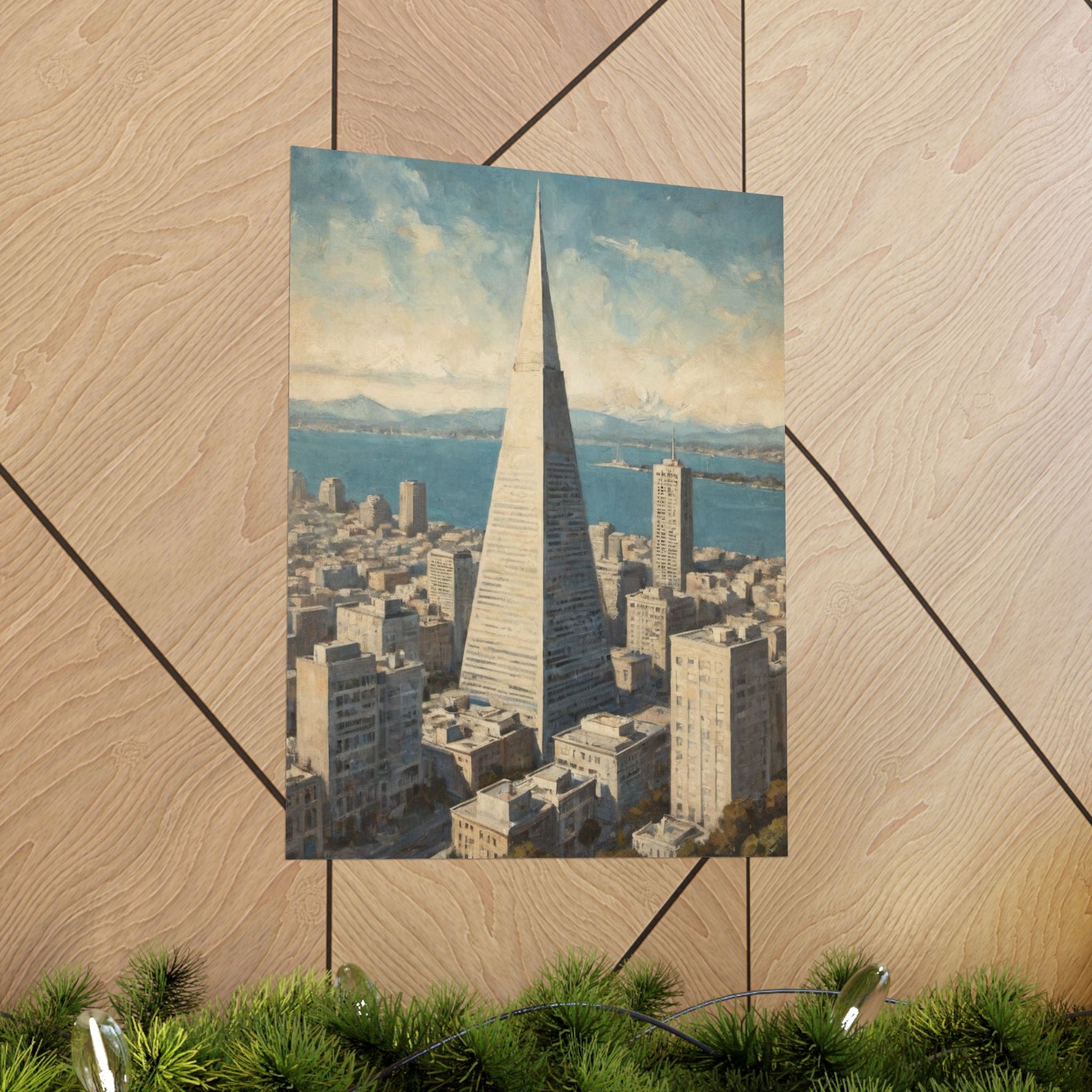 Vintage Cityscape Poster — Transamerica Pyramid Matte Vertical Print - AquilVision