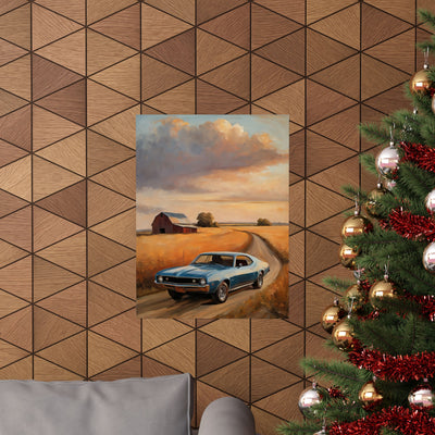 Vintage Car Landscape Poster Art | AJ68 Collection Printify