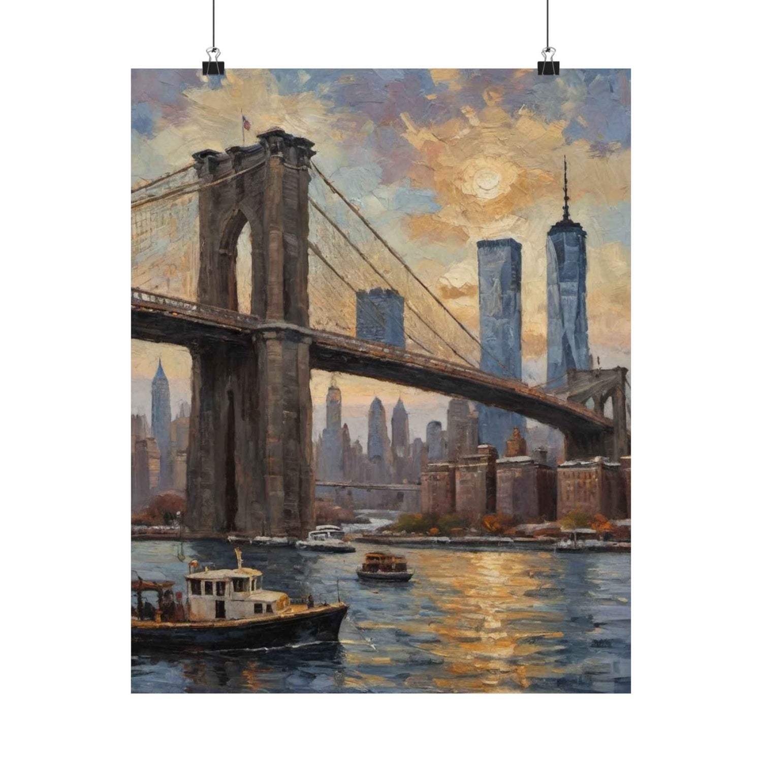 Brooklyn Bridge Sunset Matte Poster — New York City Skyline Wall Art