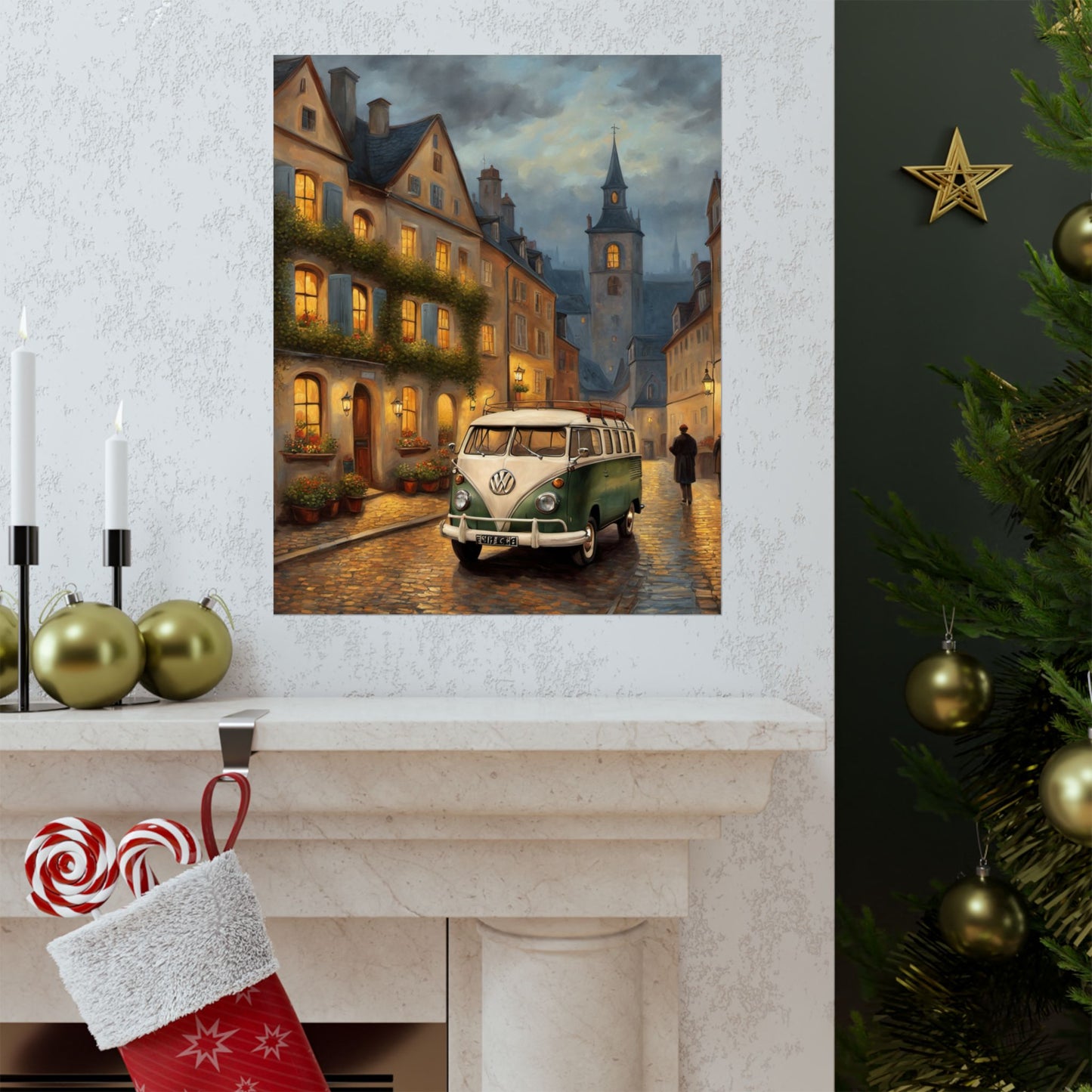 Vintage VW Bus Matte Vertical Poster, Wall Art Decor, Retro Home Decoration, Perfect Gift for Travel Lovers, Cozy Atmospheric Décor - AquilVision