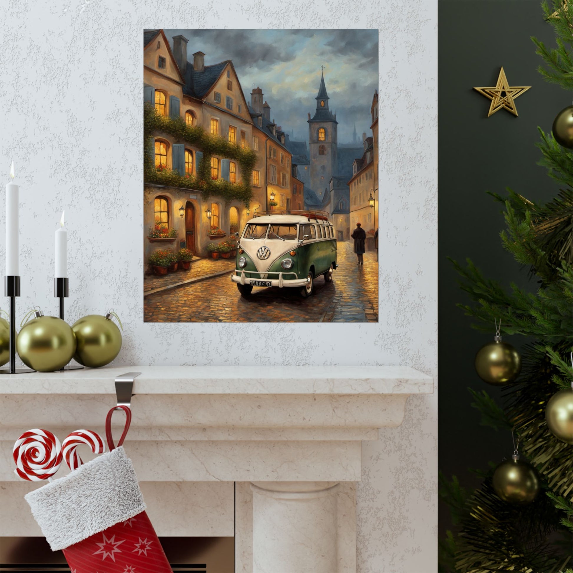 Vintage VW Bus Matte Vertical Poster, Wall Art Decor, Retro Home Decoration, Perfect Gift for Travel Lovers, Cozy Atmospheric Décor - AquilVision