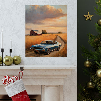 Vintage Car Landscape Poster Art | AJ68 Collection Printify
