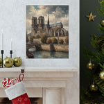 Notre Dame Seine River Matte Poster — Vintage Paris Architecture Wall Art - AquilVision