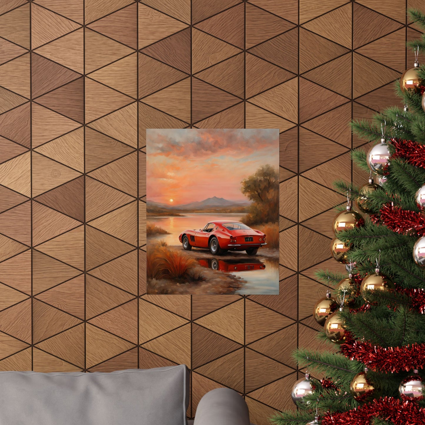 Scenic Car Wall Art, Vintage Car Poster, Automotive Decor, Nature Artwork, Gift for Him, Room Aesthetic, Classic Car Print Printify