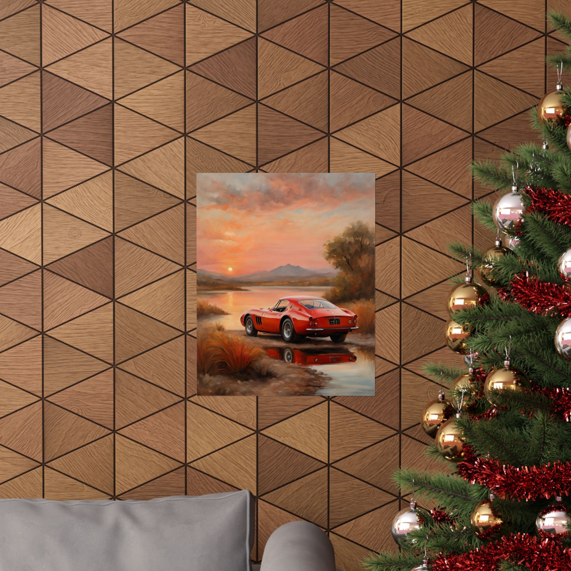 Scenic Car Wall Art, Vintage Car Poster, Automotive Decor, Nature Artwork, Gift for Him, Room Aesthetic, Classic Car Print Printify