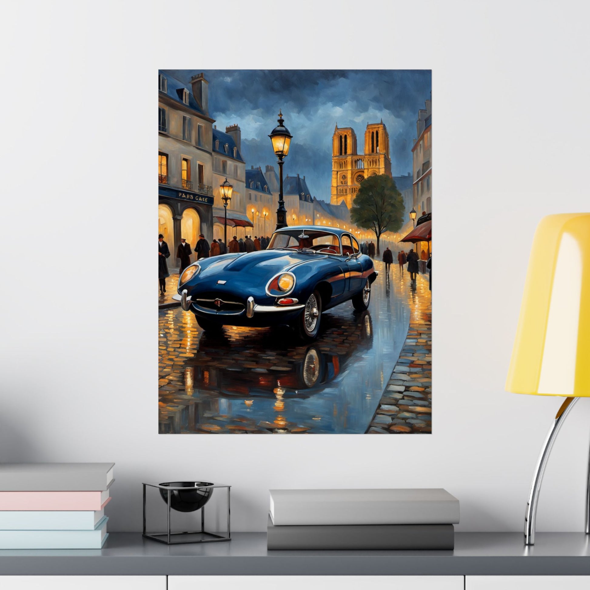 Vintage Car Poster, Paris Night Scene Art, Wall Decor, Classic Automobile Print, Gift for Car Lovers, Home Decoration - AquilVision