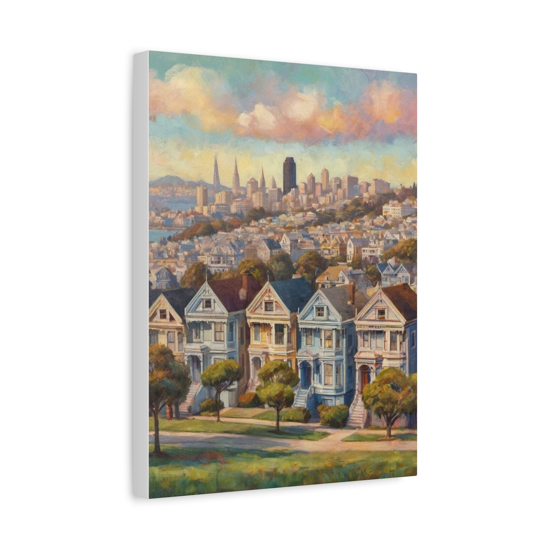 San Francisco Painted Skyline Canvas — Painted Ladies Wall Art (Matte Stretched) - AquilVision