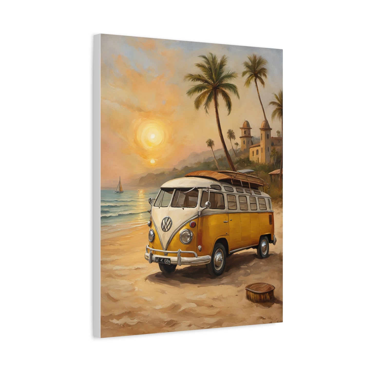 Beach Vibes Canvas Print, Summer Decor, VW Bus Art, Coastal Wall Art, Boho Home Decor, Travel-Inspired Gift