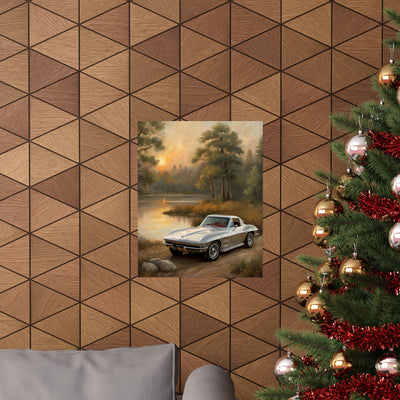 Classic Car Landscape Poster, Vintage Vehicle Decor, Automotive Wall Art, Retro Home Decoration, Perfect Gift for Car Lovers Printify