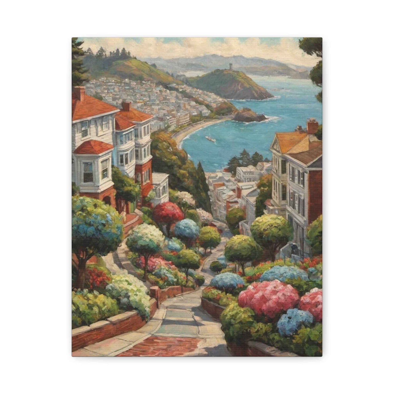 Coastal Garden Street Canvas Print — Stretched Matte Wall Art - AquilVision