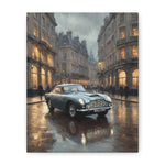 Vintage Aston Martin Canvas Print — Classic Car Street Scene Matte Stretched Wall Art