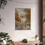 Paris Arc de Triomphe Poster — Autumn Boulevard Matte Vertical Art Print - AquilVision