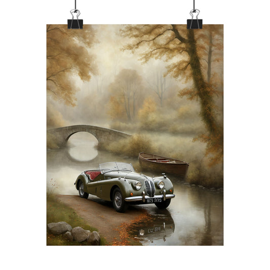 Vintage Car Landscape Poster, Matte Wall Art for Home Decor, Perfect Gift for Car Enthusiasts, Vintage Style Wall Decor, Scenic Prints